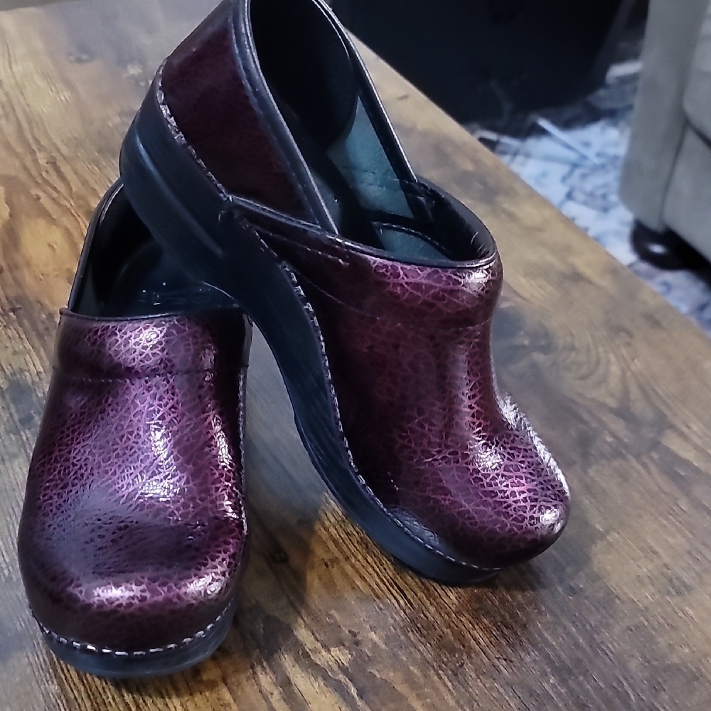Dansko Maroon Textured Clogs - image 1